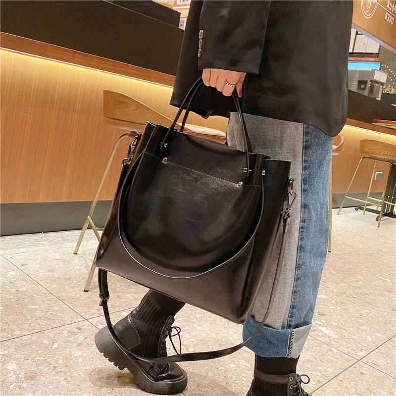 Burminsa Retro Cowhide Genuine Leather Handbags For Women 2025 Luxury Designer Work Tote Shopping Ladies Shoulder Crossbody Bags