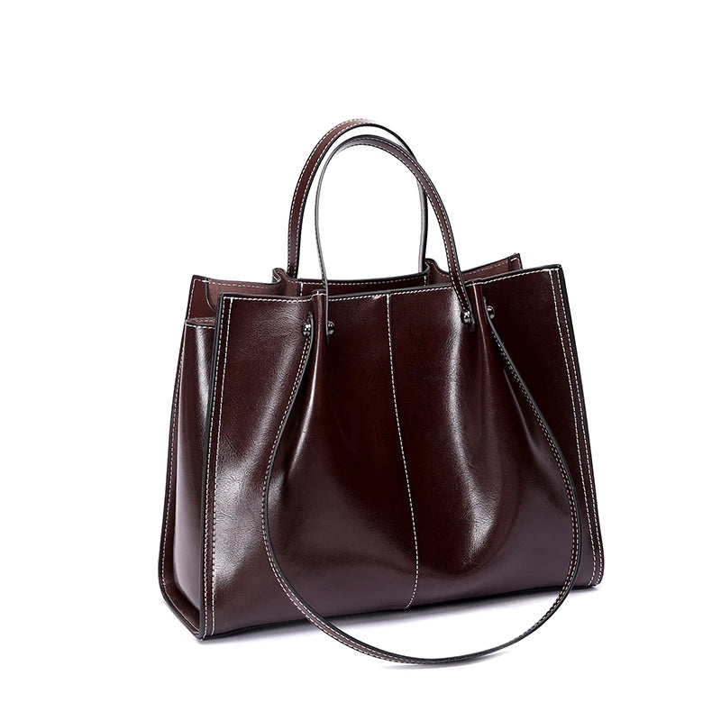 Burminsa Cowhide Genuine Leather Tote Shoulder Bags For Women 2025 Luxury Designer Large Capacity Shopper Work Ladies Handbags