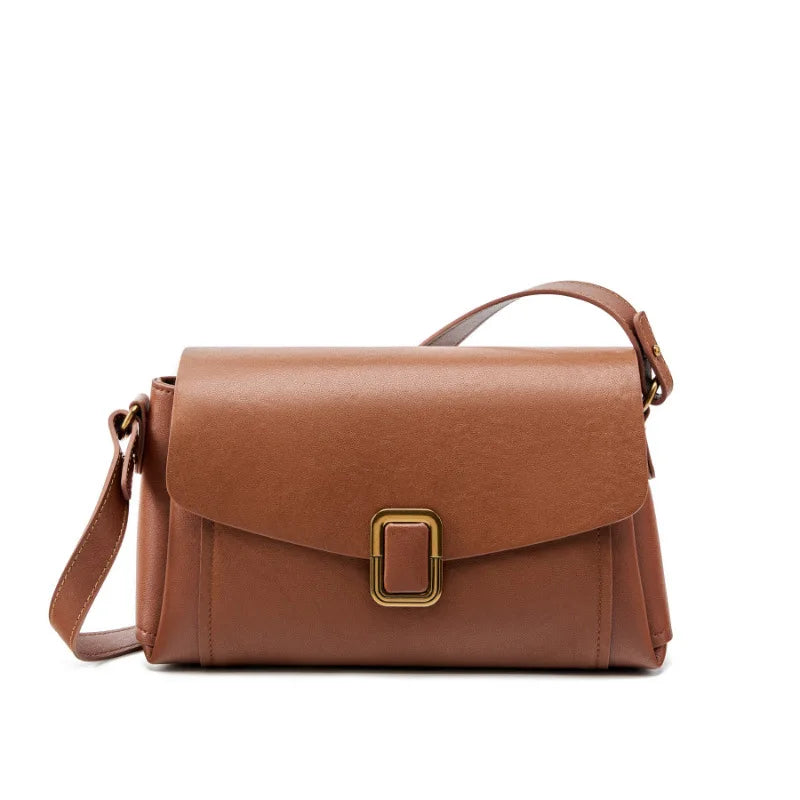 Bolsa feminina portátil de couro genuíno 2025, novo nicho de alta qualidade, bolsa de ombro crossbody, bolsa de viagem feminina com duas alças