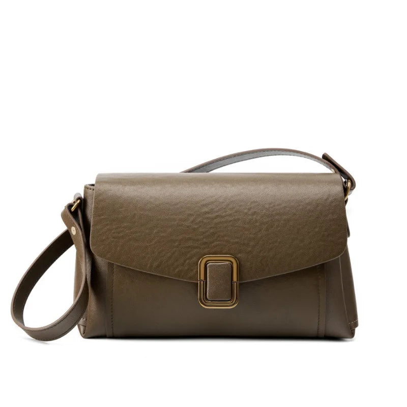 Bolsa feminina portátil de couro genuíno 2025, novo nicho de alta qualidade, bolsa de ombro crossbody, bolsa de viagem feminina com duas alças