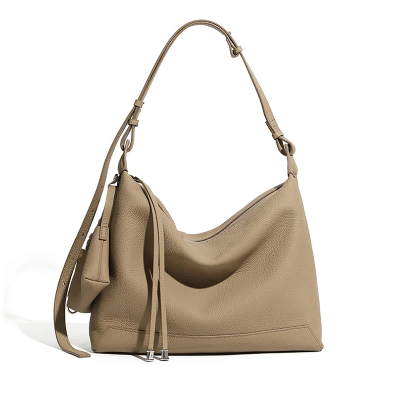 Burminsa Luxury Cowhide Genuine Leather Hobo Shoulder Bags 2025 Trend Designer Commuting Messenger Bags Crescent Ladies Handbags