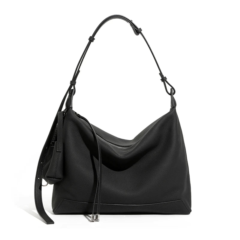 Burminsa Luxury Cowhide Genuine Leather Hobo Shoulder Bags 2025 Trend Designer Commuting Messenger Bags Crescent Ladies Handbags
