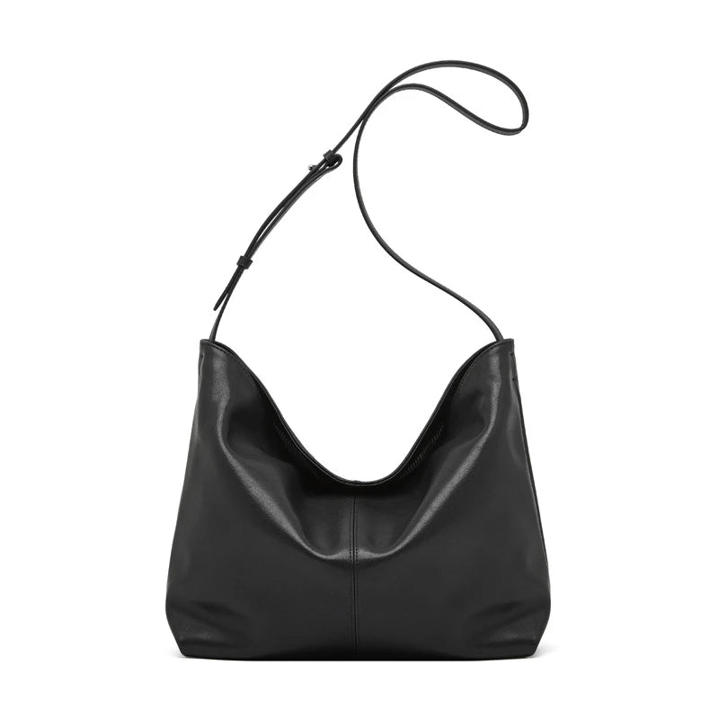 Burminsa Cowhide Genuine Leather Hobo Shoulder Crossbody Bags For Women 2025 Trend Designer Large Capacity Work Ladies Handbags