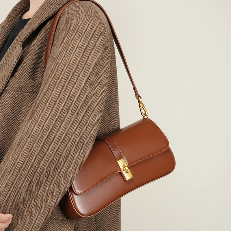 Burminsa elegante suave couro genuíno axilas sacos de ombro para as mulheres 2025 designer luxo crossbody bolsa senhoras bolsas