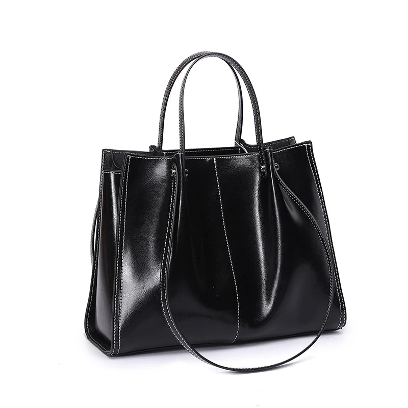 Burminsa Cowhide Genuine Leather Tote Shoulder Bags For Women 2025 Luxury Designer Large Capacity Shopper Work Ladies Handbags