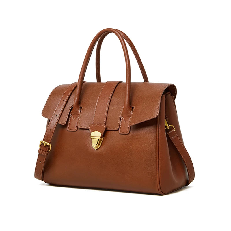 Burminsa Cowhide Genuine Leather Tote Handbags For Women 2025 Luxury Designer Satchel Commuter Ladies Shoulder Crossbody Bags