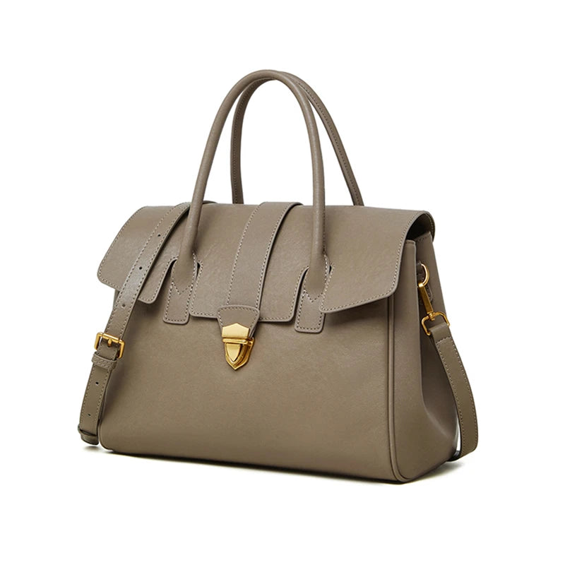 Burminsa Cowhide Genuine Leather Tote Handbags For Women 2025 Luxury Designer Satchel Commuter Ladies Shoulder Crossbody Bags