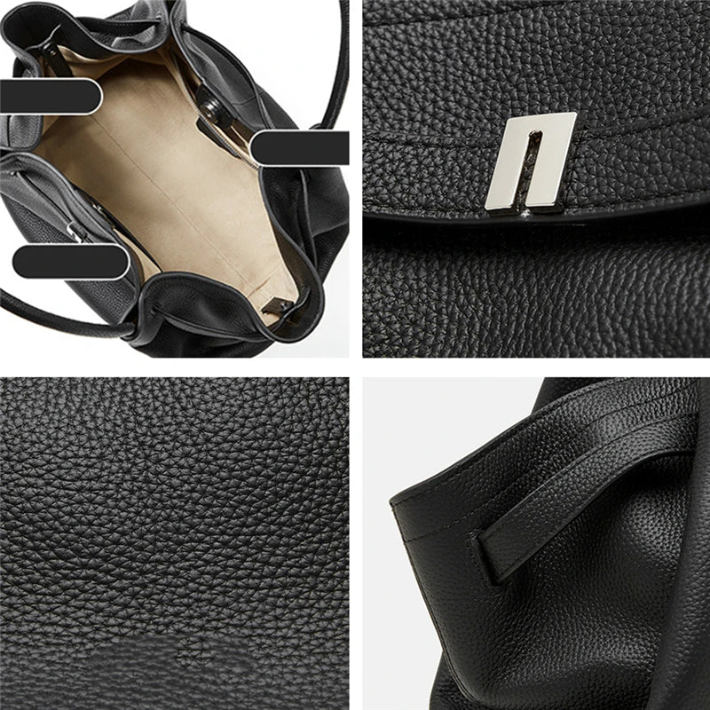 Burminsa Real 100% Genuine Leather Tote Bags For Women 2025 Luxury Designer Underarm Shoulder Bags Big Shopping Ladies Handbags