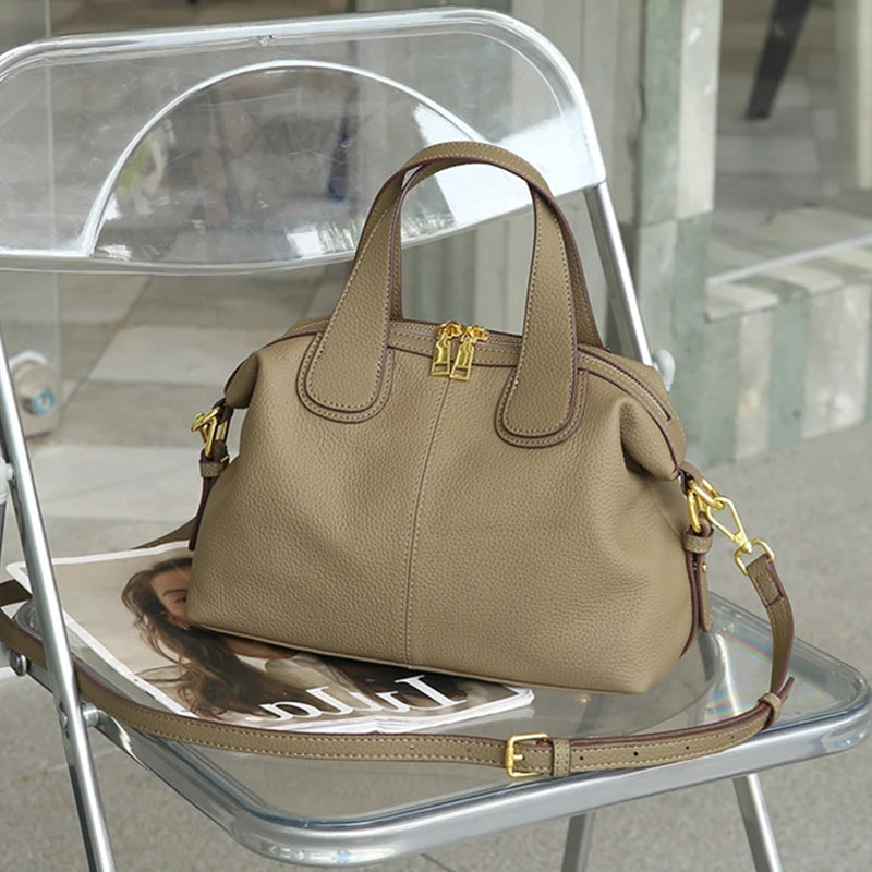 Burminsa Cowhide Genuine Leather Handbags For Women 2025 Luxury Designer Soft Pillow Satchel Work Ladies Shoulder Crossbody Bags