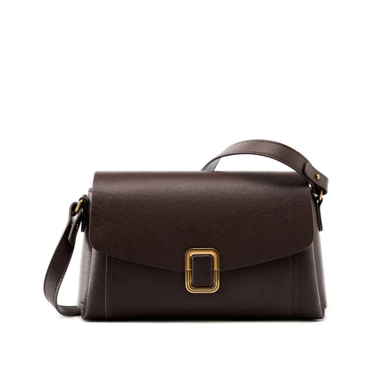 Bolsa feminina portátil de couro genuíno 2025, novo nicho de alta qualidade, bolsa de ombro crossbody, bolsa de viagem feminina com duas alças