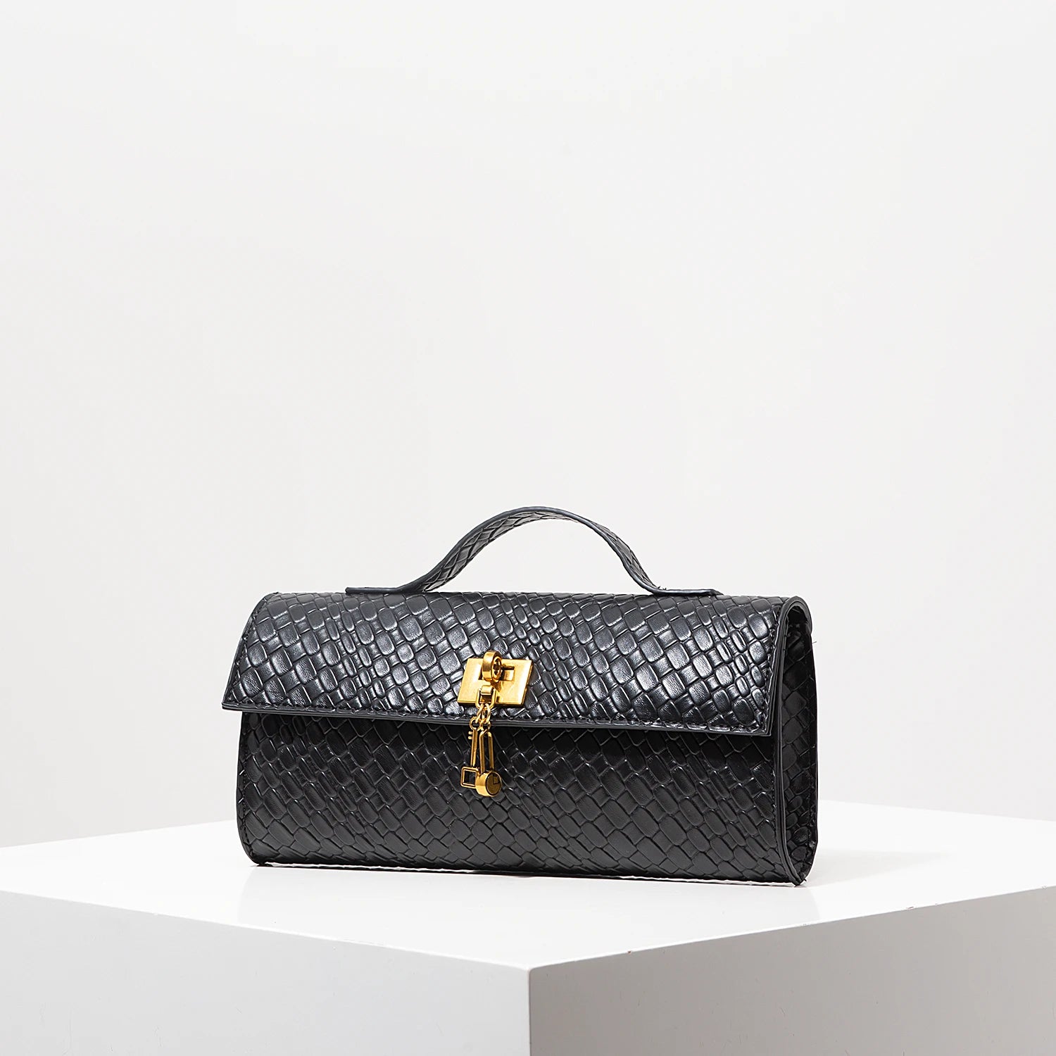 Baguette tecido de couro artificial retrô, embreagem feminina flip, bolsa de noite elegante, carteira borgonha, festa de vestido feminino, item de casamento (padrão aleatório)