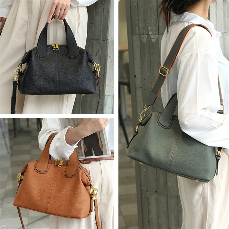 Burminsa Cowhide Genuine Leather Handbags For Women 2025 Luxury Designer Soft Pillow Satchel Work Ladies Shoulder Crossbody Bags
