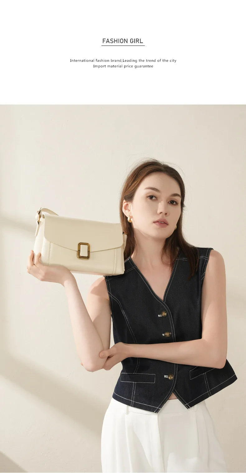 Bolsa feminina portátil de couro genuíno 2025, novo nicho de alta qualidade, bolsa de ombro crossbody, bolsa de viagem feminina com duas alças