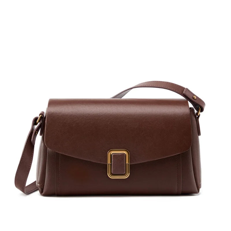 Bolsa feminina portátil de couro genuíno 2025, novo nicho de alta qualidade, bolsa de ombro crossbody, bolsa de viagem feminina com duas alças
