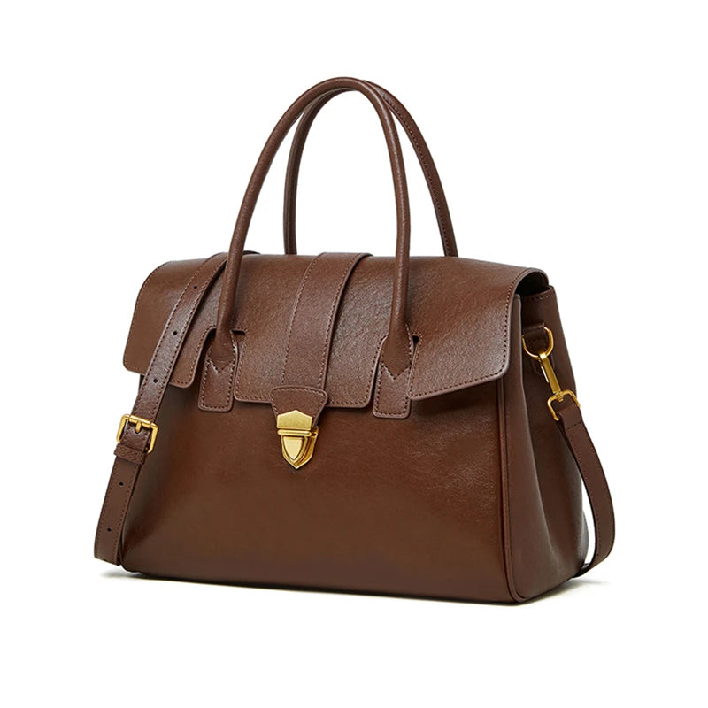 Burminsa Cowhide Genuine Leather Tote Handbags For Women 2025 Luxury Designer Satchel Commuter Ladies Shoulder Crossbody Bags