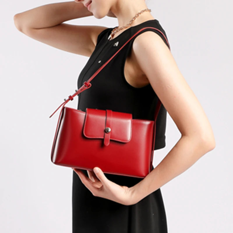 Burminsa Cowhide Genuine Leather Underarm Shoulder Bags For Women New 2025 Luxury Designer Crossbody Purses Work Ladies Handbags