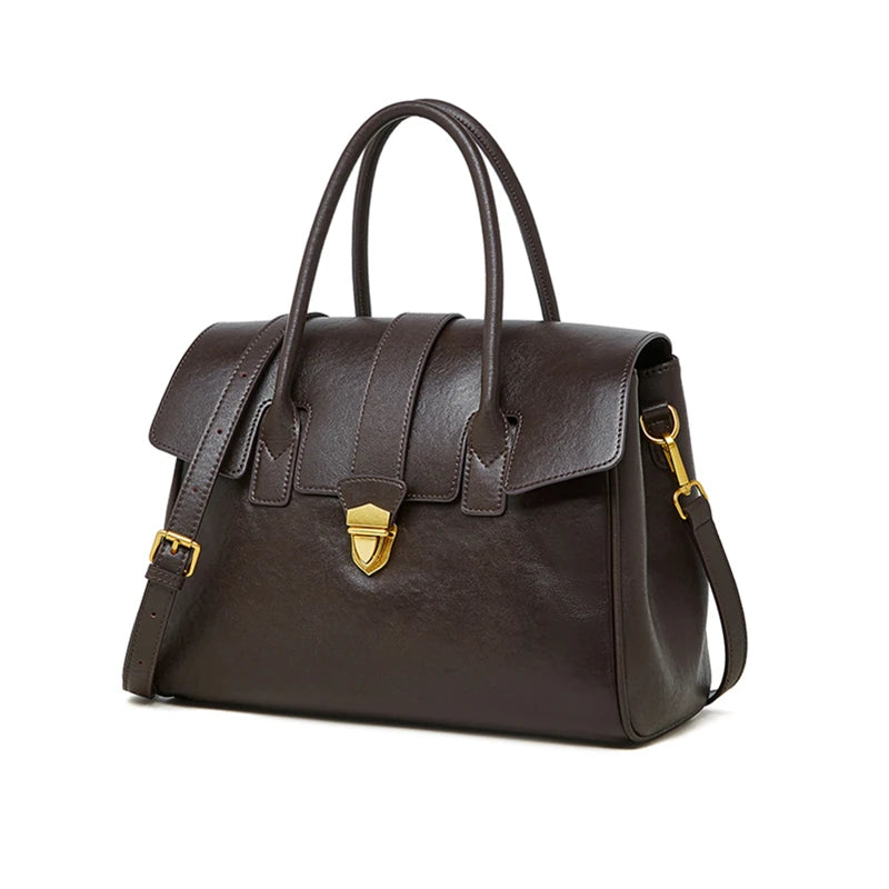 Burminsa Cowhide Genuine Leather Tote Handbags For Women 2025 Luxury Designer Satchel Commuter Ladies Shoulder Crossbody Bags