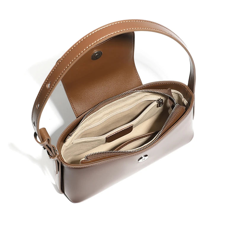 Burminsa Cowhide Genuine Leather Underarm Shoulder Bags For Women New 2025 Luxury Designer Crossbody Purses Work Ladies Handbags