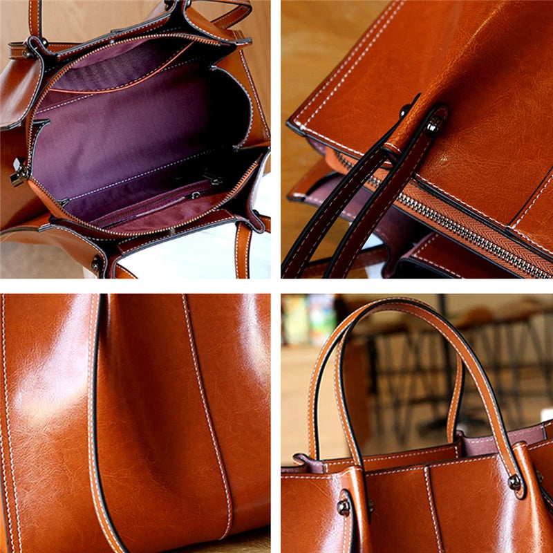 Burminsa Cowhide Genuine Leather Tote Shoulder Bags For Women 2025 Luxury Designer Large Capacity Shopper Work Ladies Handbags