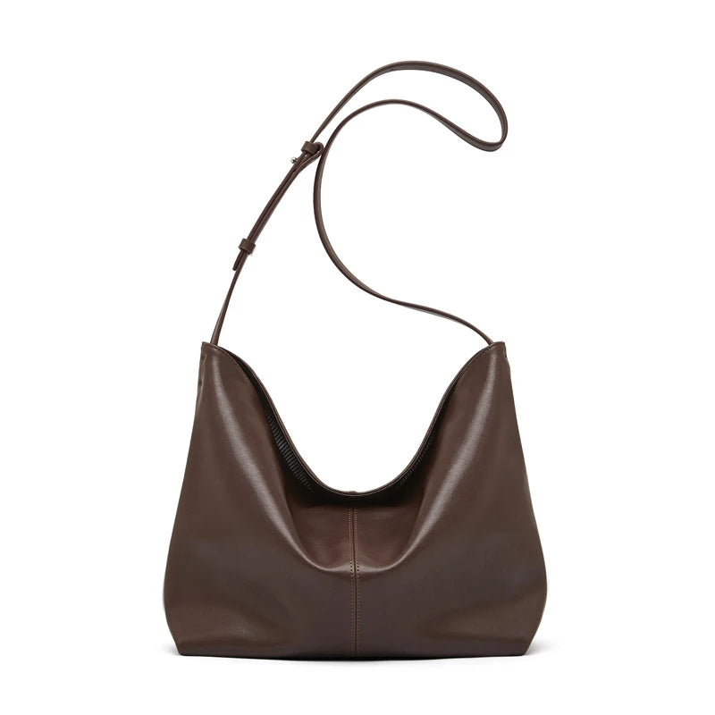 Burminsa Cowhide Genuine Leather Hobo Shoulder Crossbody Bags For Women 2025 Trend Designer Large Capacity Work Ladies Handbags