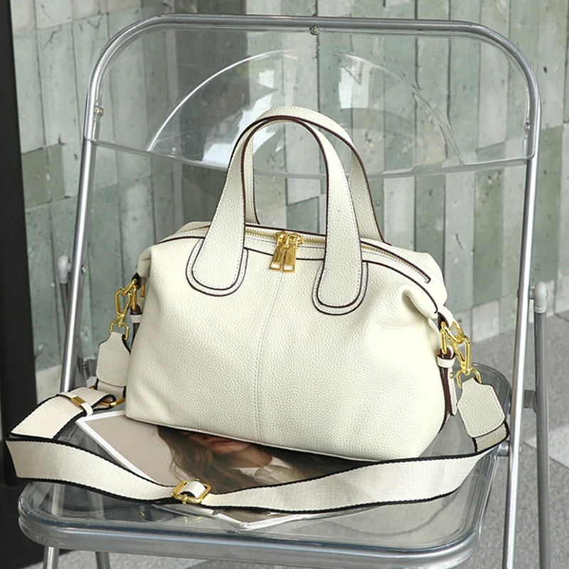 Burminsa Cowhide Genuine Leather Handbags For Women 2025 Luxury Designer Soft Pillow Satchel Work Ladies Shoulder Crossbody Bags