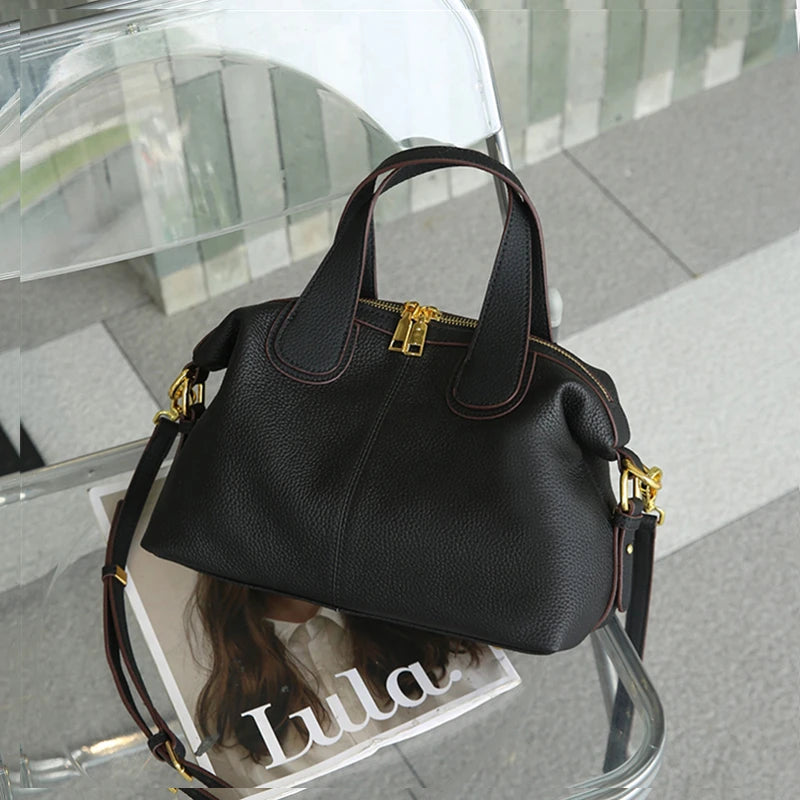 Burminsa Cowhide Genuine Leather Handbags For Women 2025 Luxury Designer Soft Pillow Satchel Work Ladies Shoulder Crossbody Bags