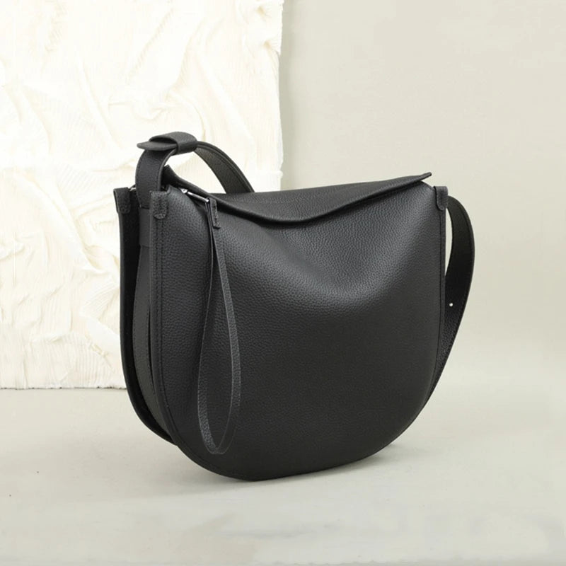 Burminsa Cowhide Genuine Leather Crescent Shoulder Bags For Women 2025 Luxury Designer Crossbody Shopper Tote Ladies Handbags