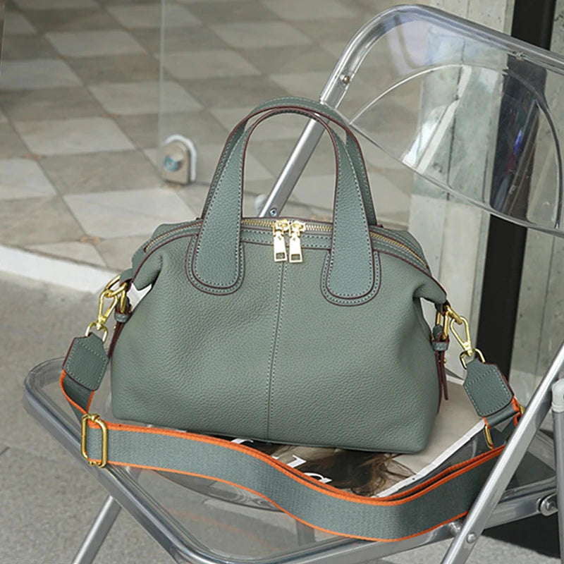 Burminsa Cowhide Genuine Leather Handbags For Women 2025 Luxury Designer Soft Pillow Satchel Work Ladies Shoulder Crossbody Bags