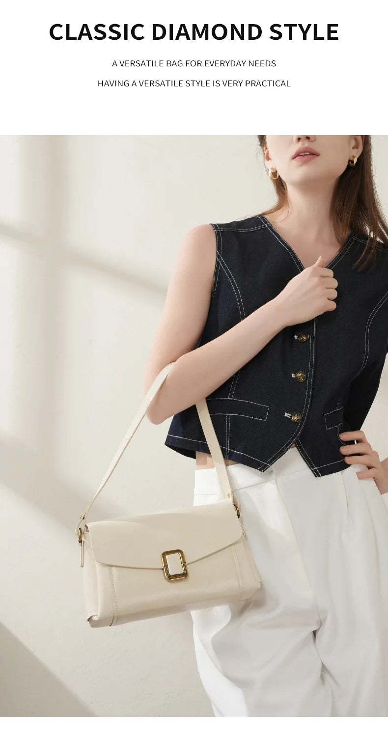 Bolsa feminina portátil de couro genuíno 2025, novo nicho de alta qualidade, bolsa de ombro crossbody, bolsa de viagem feminina com duas alças