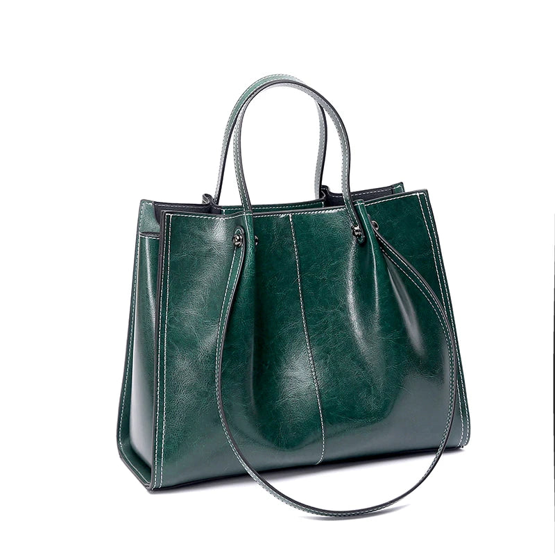 Burminsa Cowhide Genuine Leather Tote Shoulder Bags For Women 2025 Luxury Designer Large Capacity Shopper Work Ladies Handbags