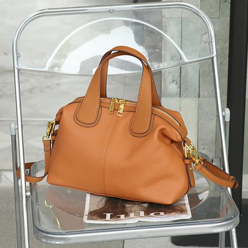 Burminsa Cowhide Genuine Leather Handbags For Women 2025 Luxury Designer Soft Pillow Satchel Work Ladies Shoulder Crossbody Bags