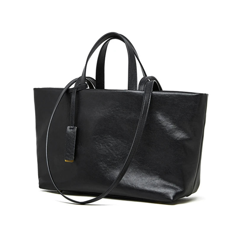 Burminsa Cowhide Genuine Leather Tote Shoulder Bags For Women 2025 Luxury Designer Large Capacity Commuter Work Ladies Handbags