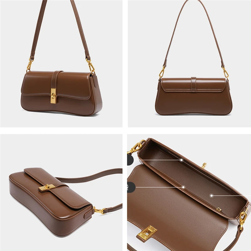 Burminsa elegante suave couro genuíno axilas sacos de ombro para as mulheres 2025 designer luxo crossbody bolsa senhoras bolsas