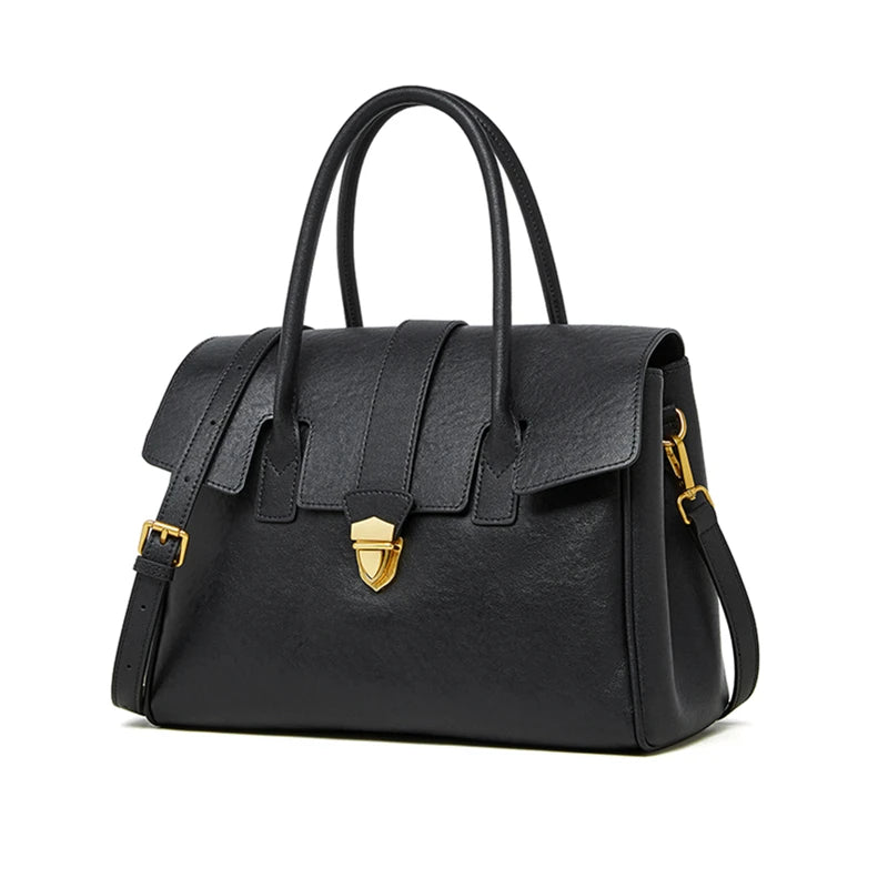 Burminsa Cowhide Genuine Leather Tote Handbags For Women 2025 Luxury Designer Satchel Commuter Ladies Shoulder Crossbody Bags