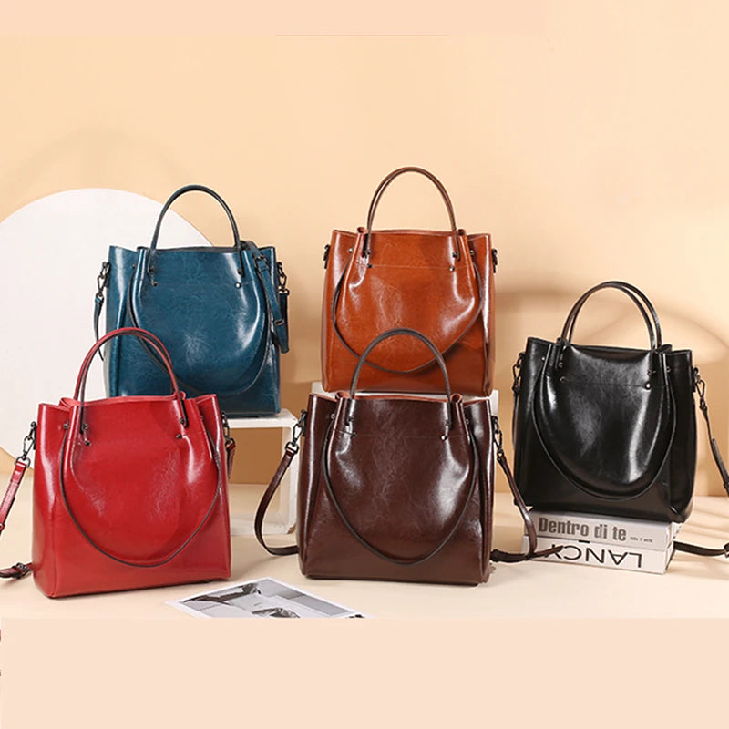 Burminsa Retro Cowhide Genuine Leather Handbags For Women 2025 Luxury Designer Work Tote Shopping Ladies Shoulder Crossbody Bags