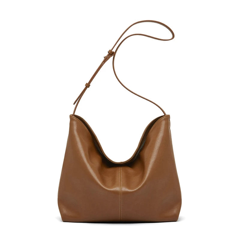 Burminsa Cowhide Genuine Leather Hobo Shoulder Crossbody Bags For Women 2025 Trend Designer Large Capacity Work Ladies Handbags