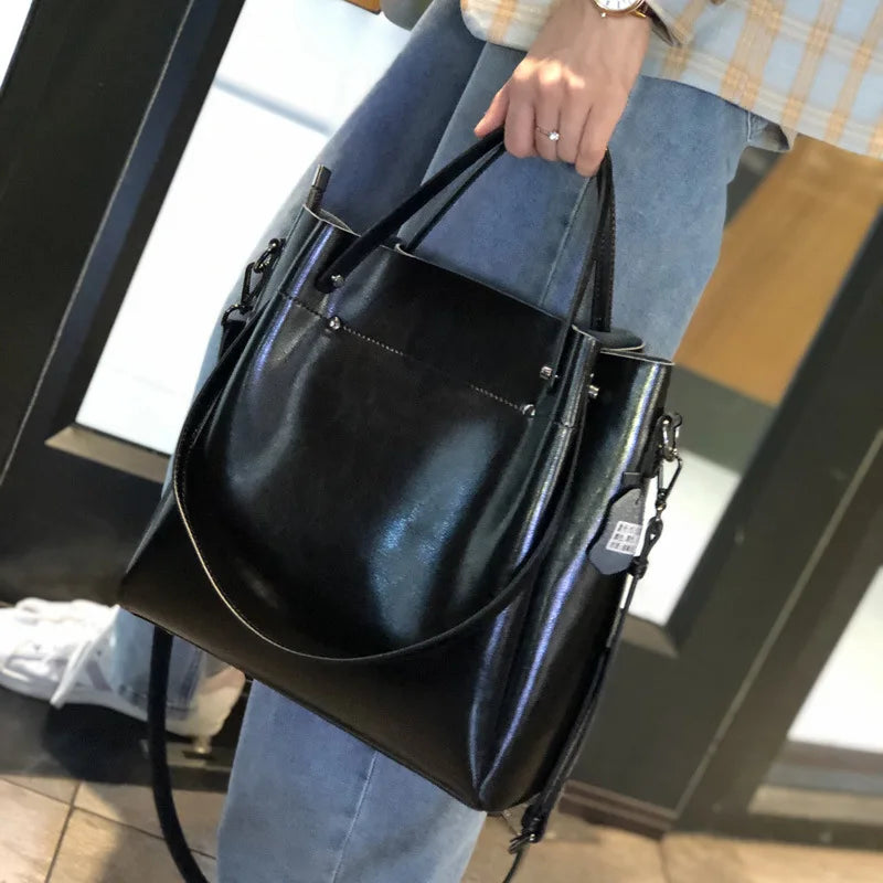 Burminsa Retro Cowhide Genuine Leather Handbags For Women 2025 Luxury Designer Work Tote Shopping Ladies Shoulder Crossbody Bags