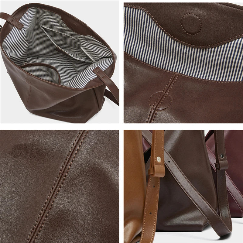 Burminsa Cowhide Genuine Leather Hobo Shoulder Crossbody Bags For Women 2025 Trend Designer Large Capacity Work Ladies Handbags